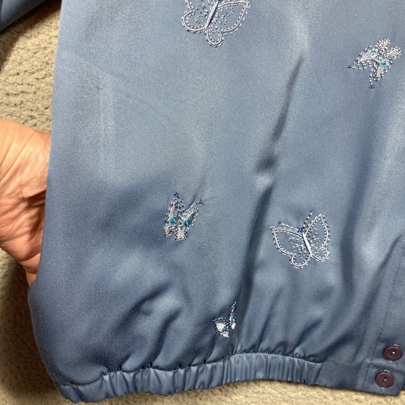Alfred Dunner Jacket Women 18W Butterfly Embroidered Blue Button Up Grandma‎ - Picture 9 of 10